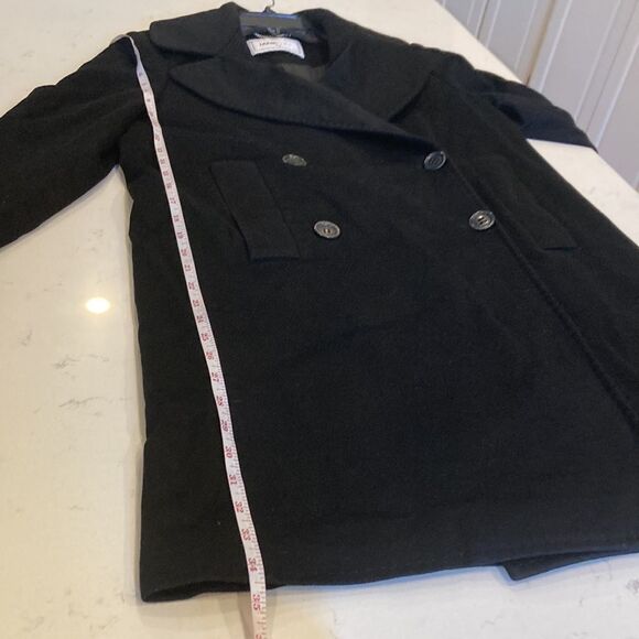 JANE POST 100% Cashmere Loro Piana Black Double Breasted Coat Medium - Picture 7 of 13